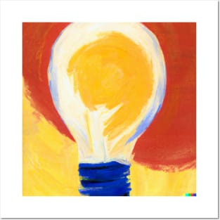 Watercolour Painting of Lightbulbs Posters and Art